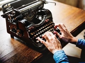 typing on a typewriter