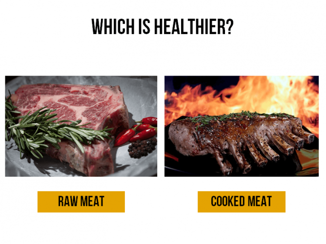 Which is healthier - raw meat or cooked meat?