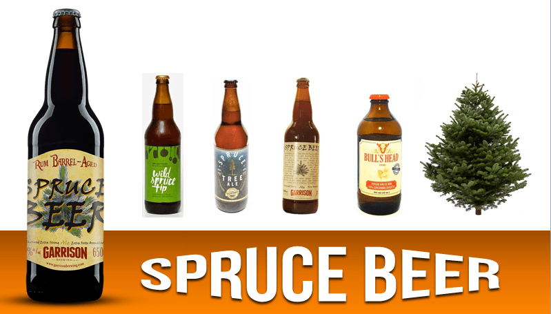 spruce beer, hops and beer
