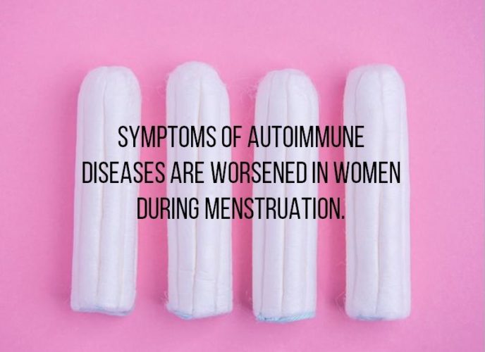 Autoimmune disease symptoms are worsened in women during menstruation due to high estrogen